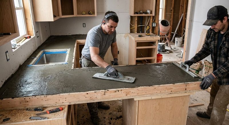 Cement Counter Installation in Sonoma County, CA